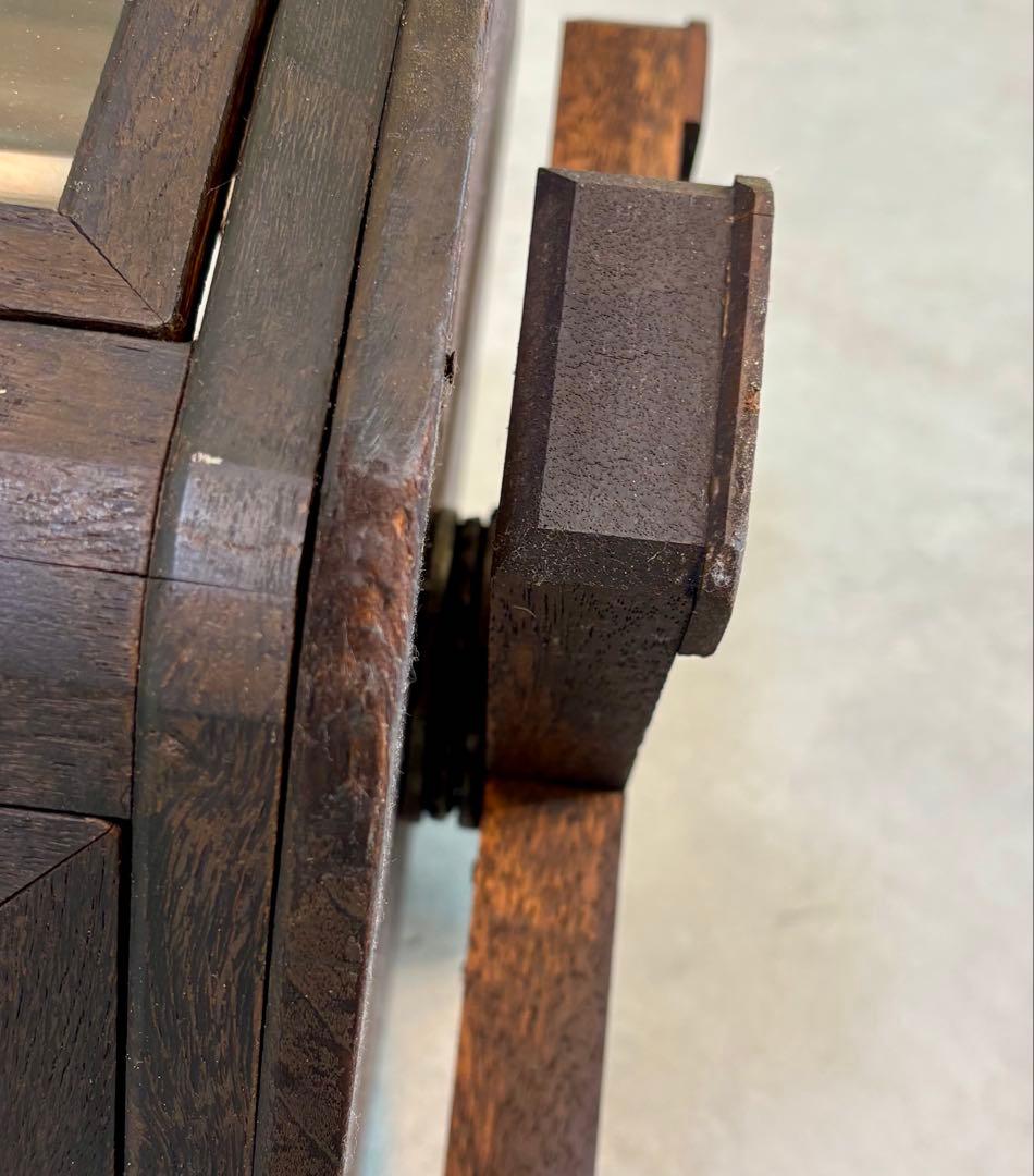 回転式 ヘキサゴン(六角形） ガラスケース 木製 アンティーク 6扉 3棚