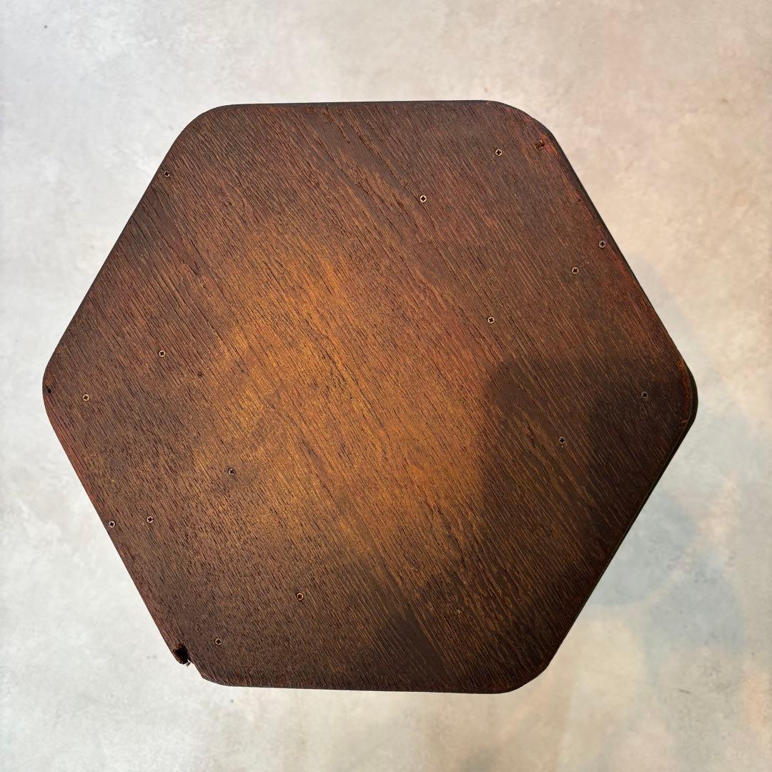 回転式 ヘキサゴン(六角形） ガラスケース 木製 アンティーク 6扉 3棚