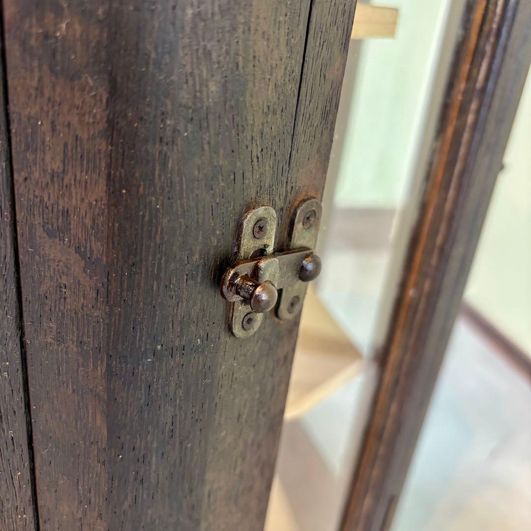 回転式 ヘキサゴン(六角形） ガラスケース 木製 アンティーク 6扉 3棚