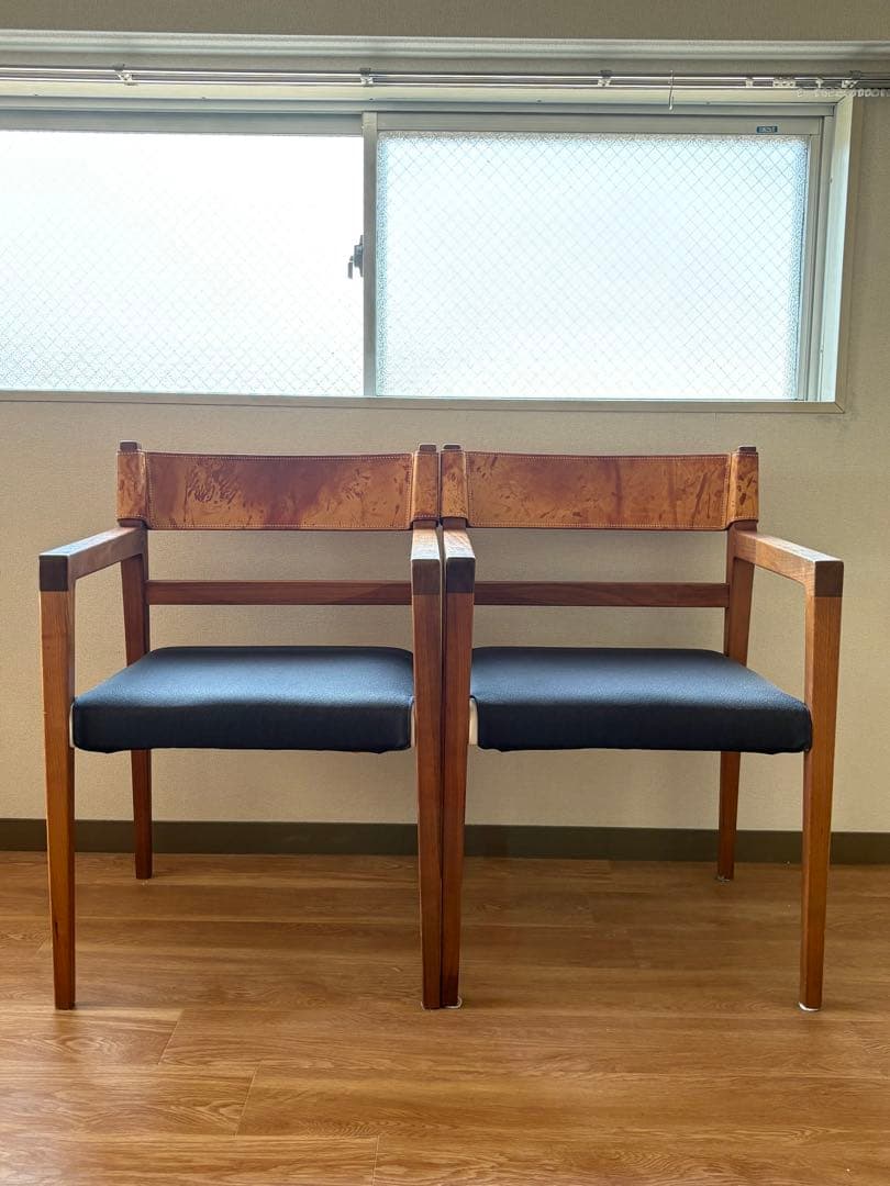 【リネン】Ritzwell イビサフォルテ　本革チェア 2脚セット