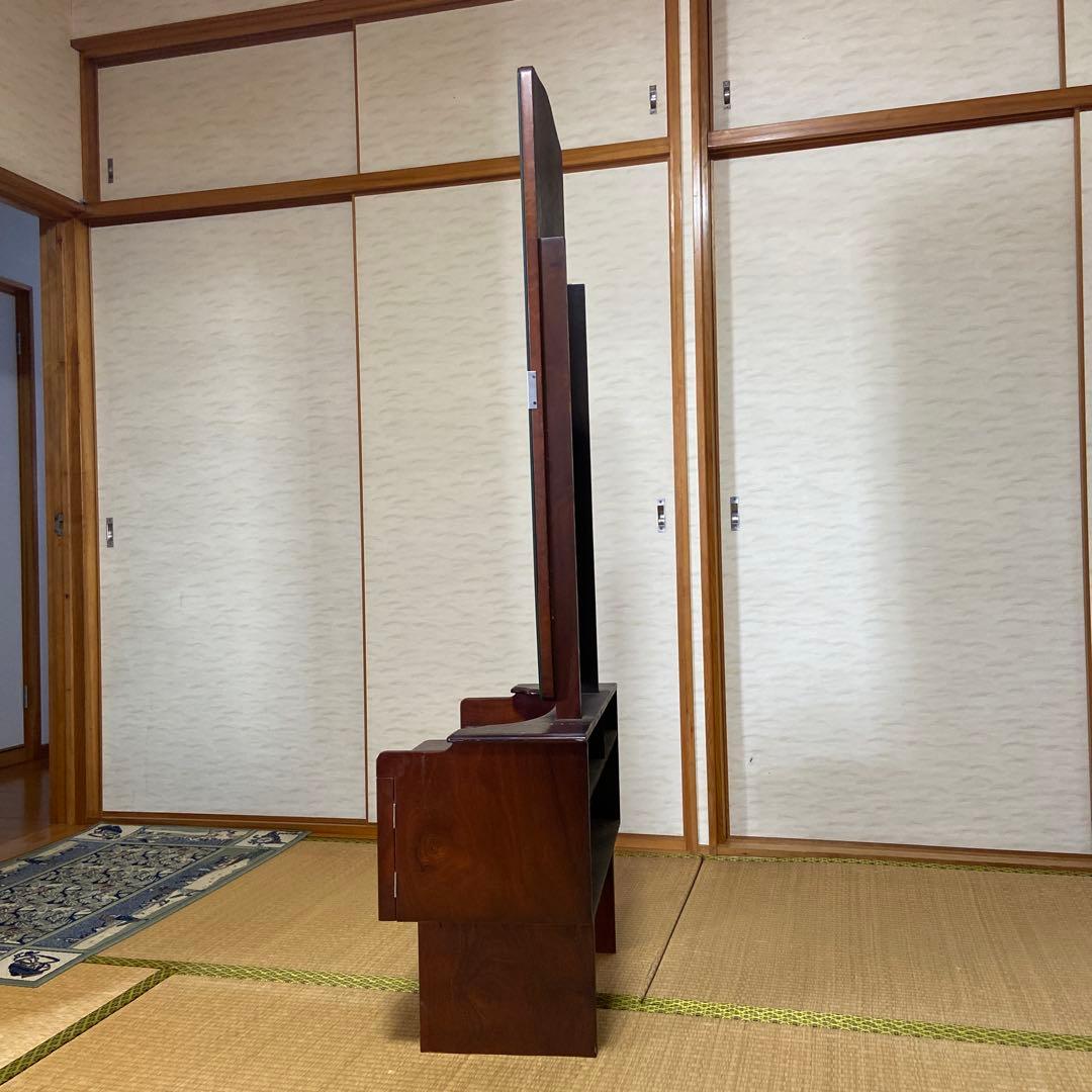 一面鏡　ダークブラウン ドレッサー・鏡台 大きな鏡付き　昭和レトロ