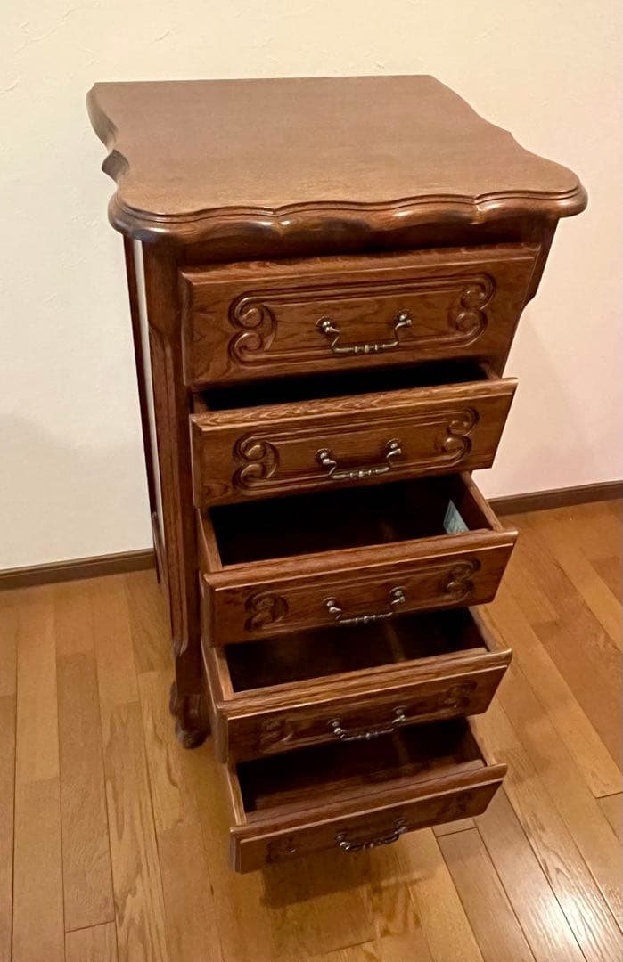 ルーマニア製 5段チェスト チェスト 輸入家具 三越ブルージュ クラシック猫足
