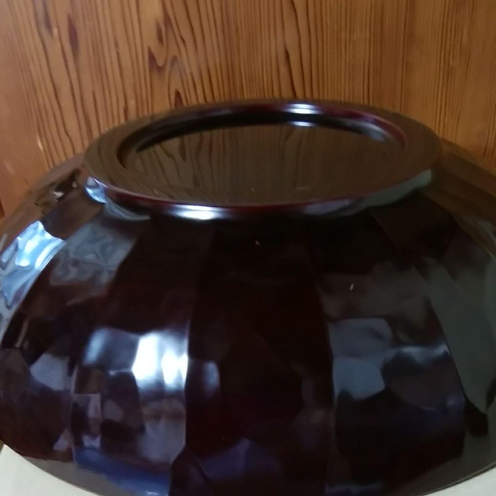 こね鉢尺2　栃こね鉢　くり抜き　ナタ目彫り　溜塗り　会津塗　高級漆器　木製　麺