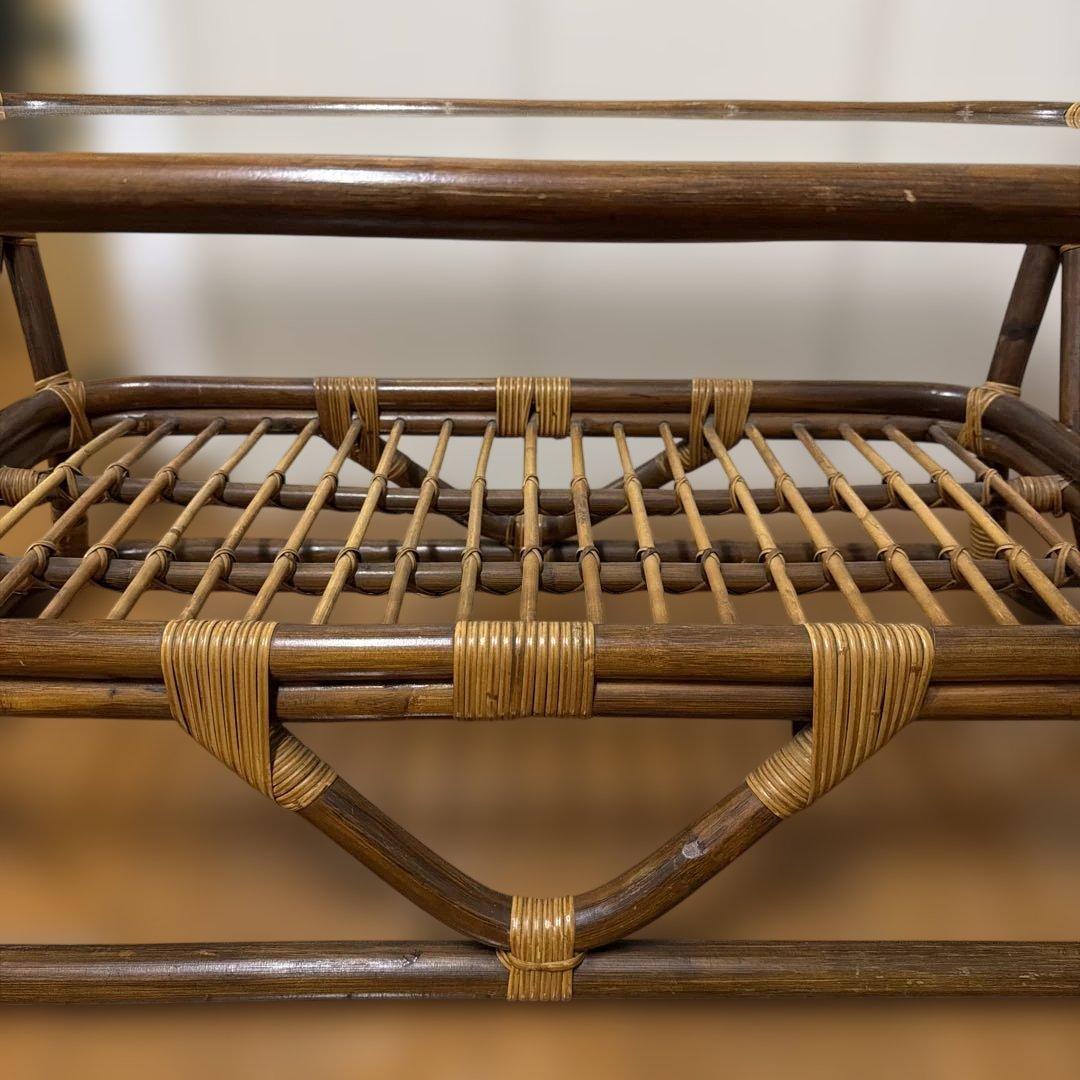 ヴィンテージラタンガラステーブル