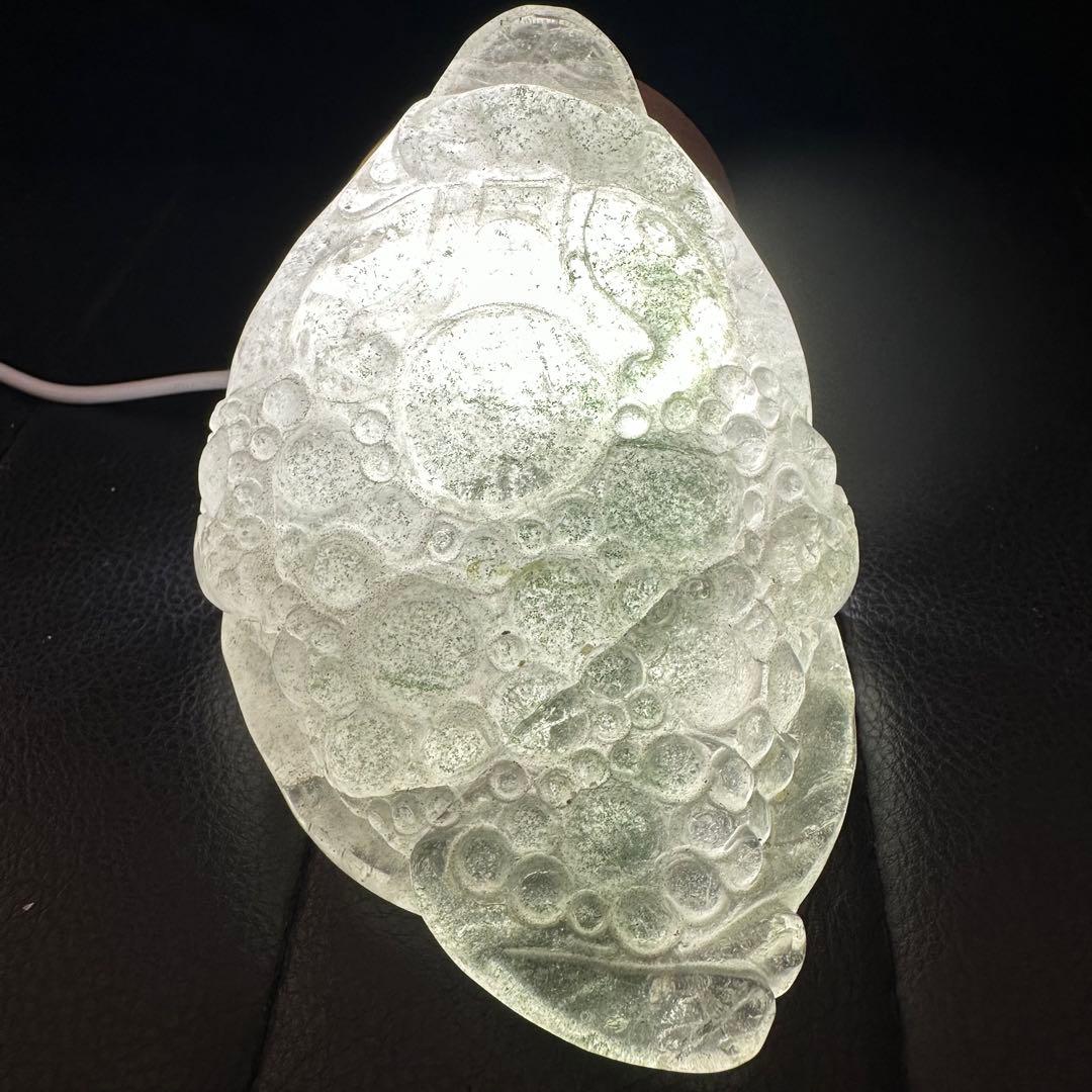 希少❣️天然石 グリーンストロベリークォーツ共生水晶の銭蛙　置物　彫り物D.103