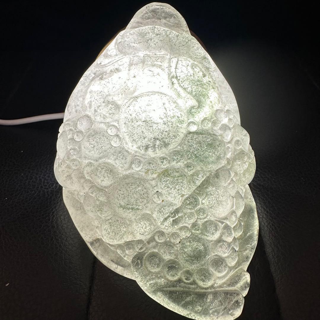 希少❣️天然石 グリーンストロベリークォーツ共生水晶の銭蛙　置物　彫り物D.103