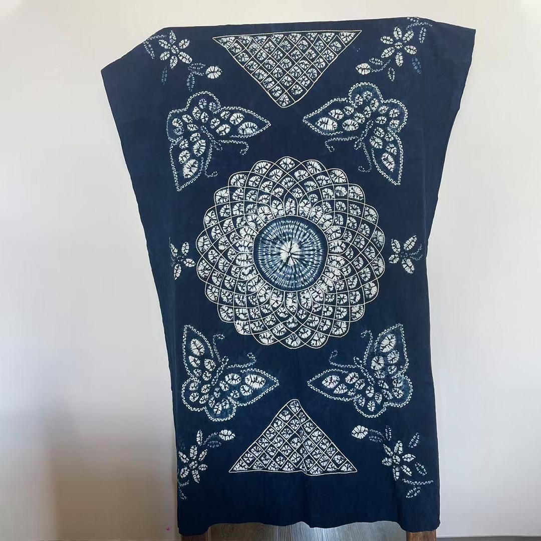 手染め 藍染 布 生地 手絞り 一点物 インテリア 雑貨用 テーブルクロス
