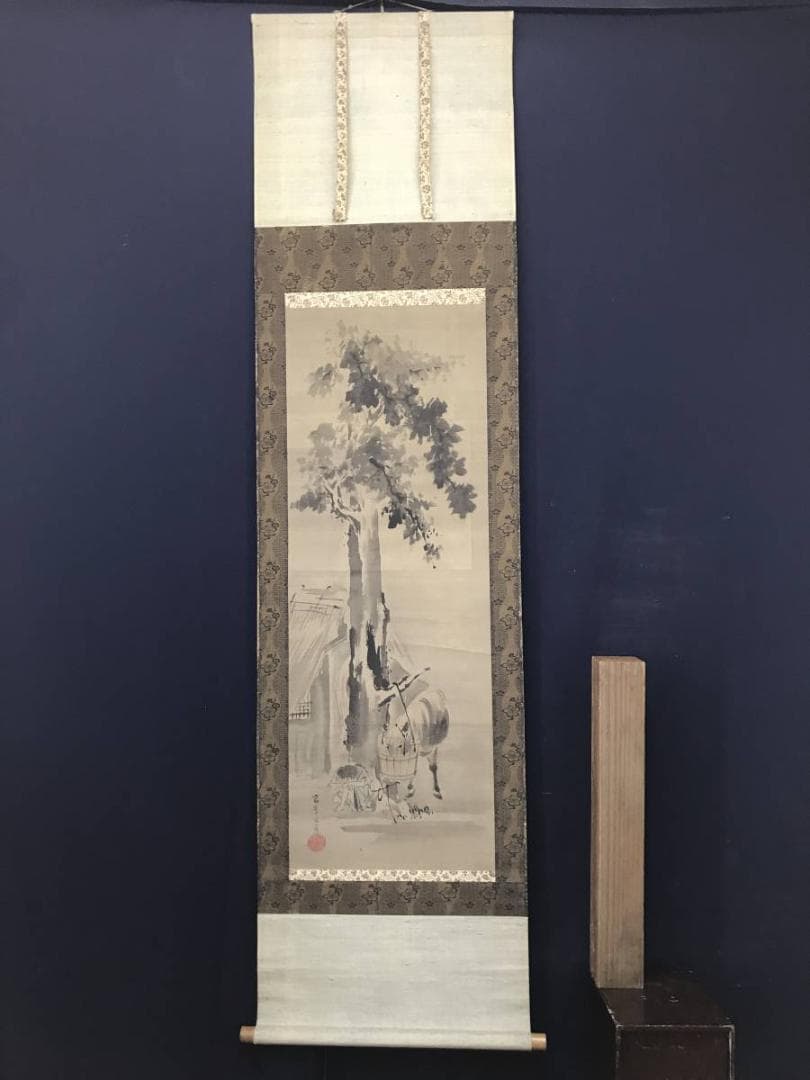 真作】高嵩谷/田家馬子図/馬図/掛軸/名家伝来/AC-173