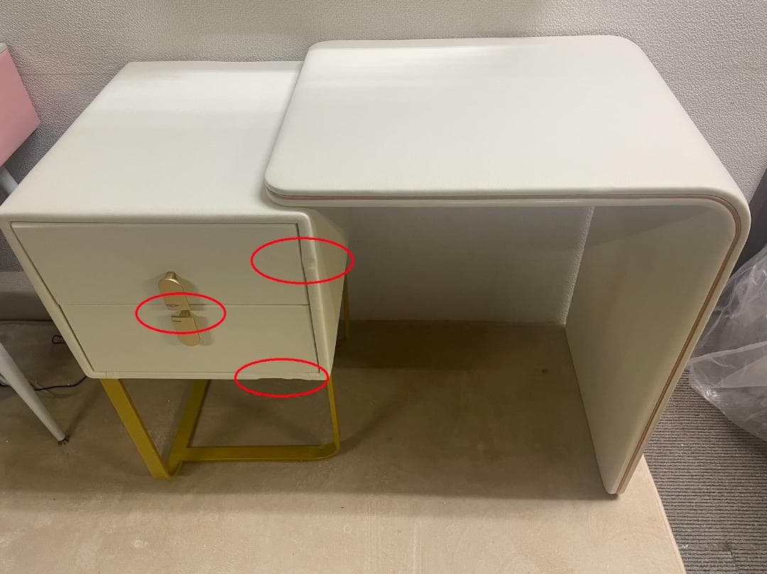 ホワイト ドレッサー デスクのみ 訳あり品　写真をご確認202-60-①
