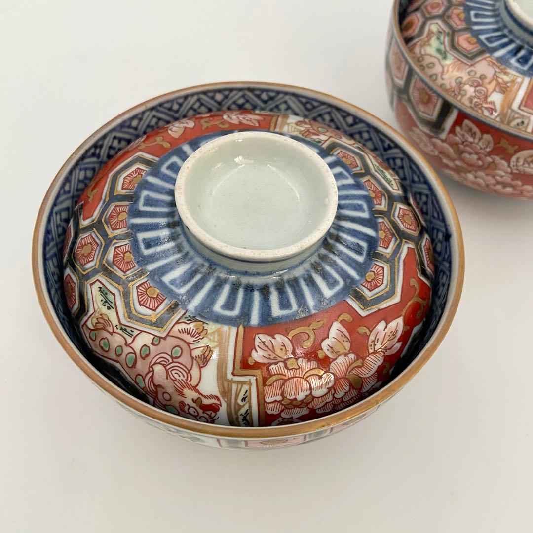 大聖寺伊万里 加賀 蓋付碗 蓋碗 煮物碗 2客 アンティーク 料亭 割烹 懐石