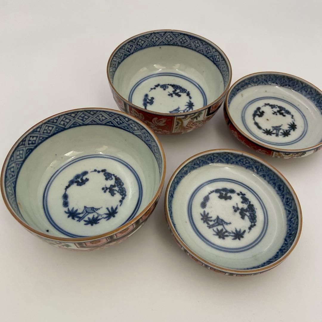 大聖寺伊万里 加賀 蓋付碗 蓋碗 煮物碗 2客 アンティーク 料亭 割烹 懐石