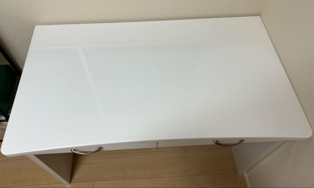 ホワイトデスク 引き出し付き3段キャビネット付き