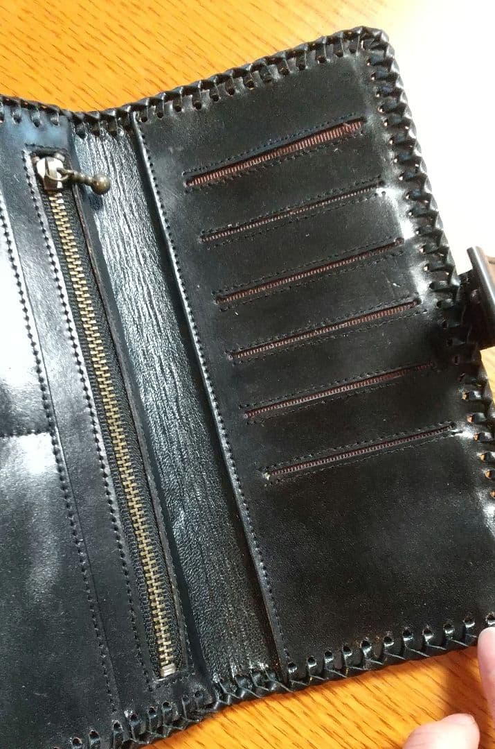 レザークラフト長財布(本革使用) カラー,,,ブラック