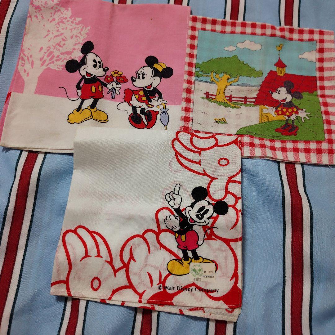 ミッキー＆ミニー ハンカチ 3枚セット 昭和 レトロ - メルカリ