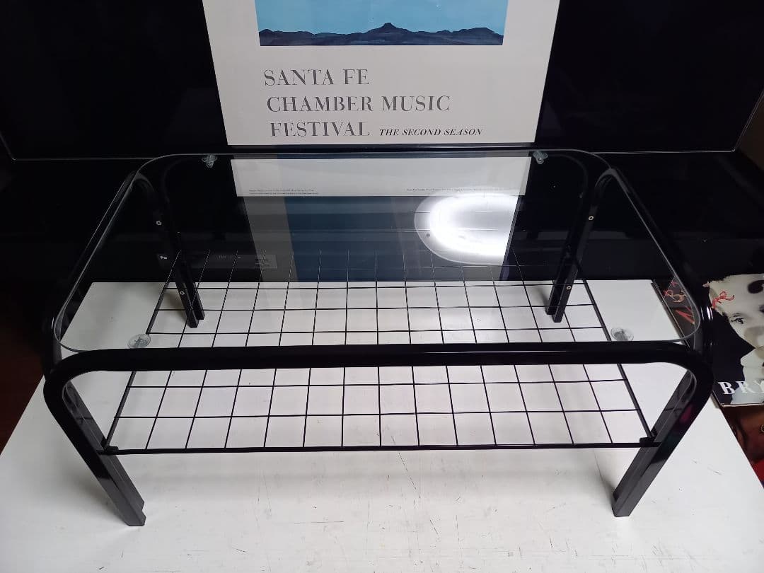 レア　1980's　ポストモダン　スペースエイジ　ワイヤーラック　ガラステーブル