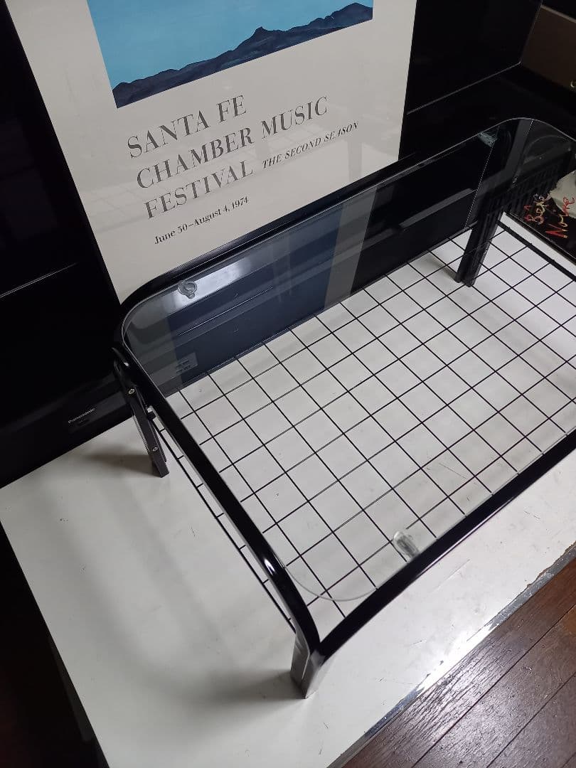 レア　1980's　ポストモダン　スペースエイジ　ワイヤーラック　ガラステーブル