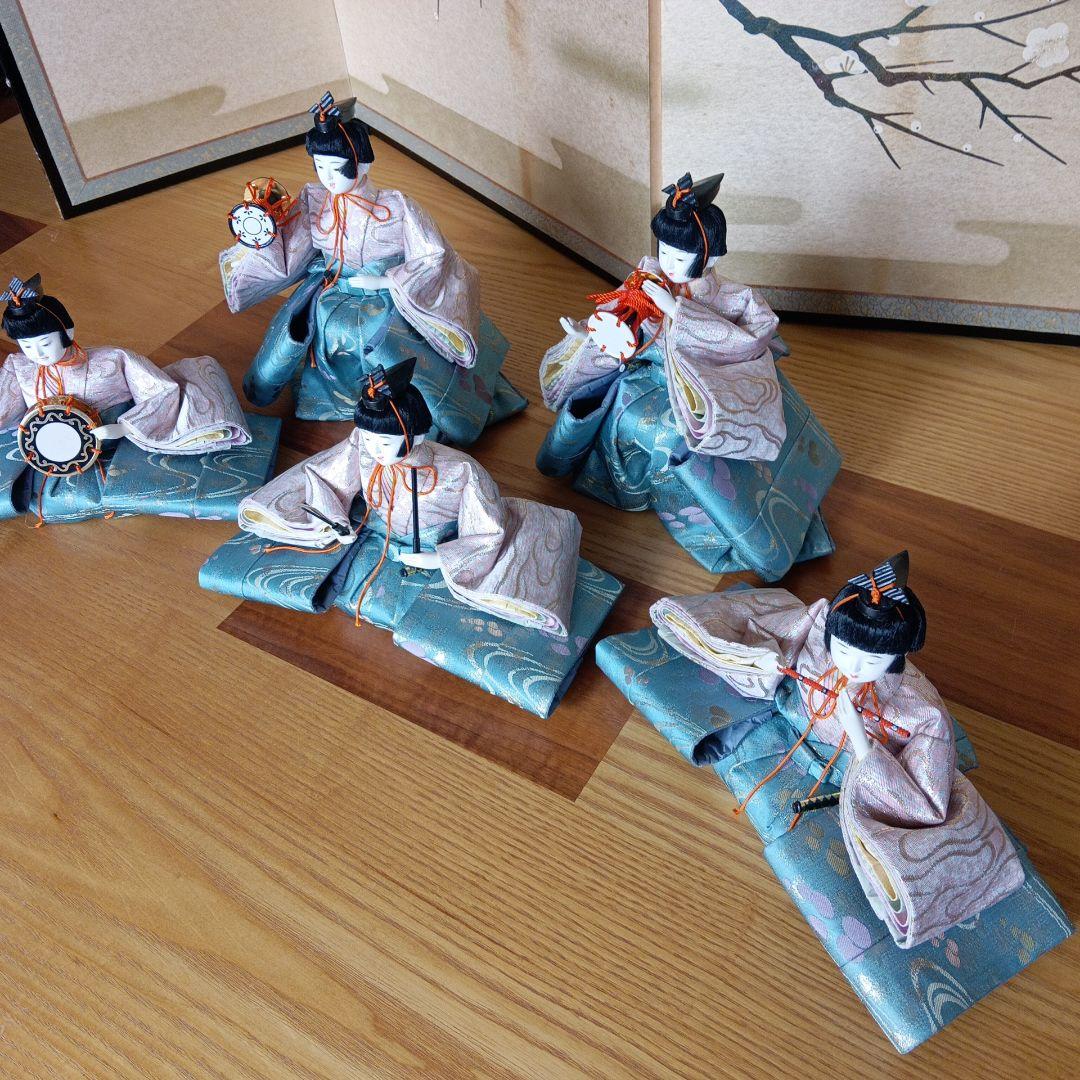 京雛人形☆五人囃子☆ 鼓持ち、笛、小太鼓、お拍子 ☆豪華京錦織☆最終