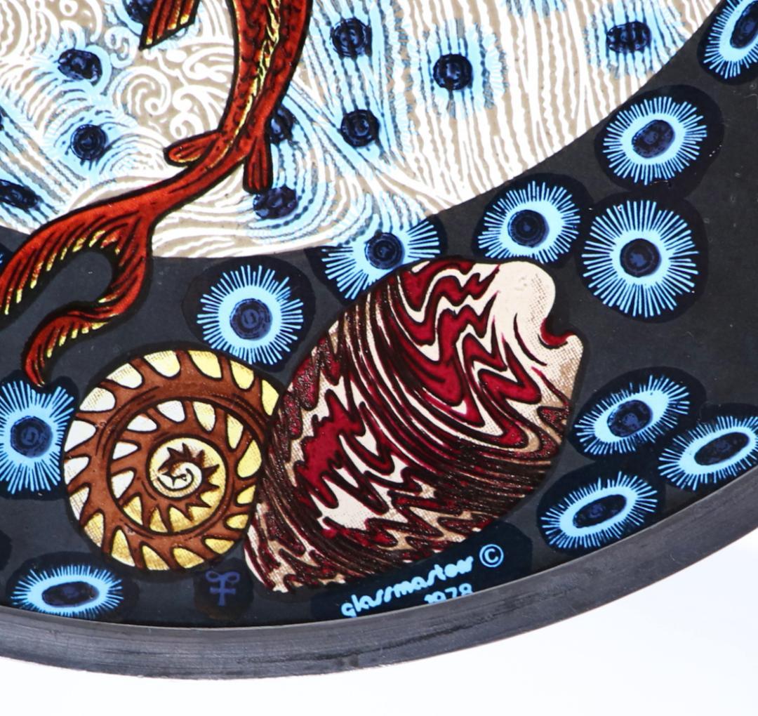 海中の貝殻と魚 ヴィンテージ・ステンドグラス 大型 グラスマスターズ社