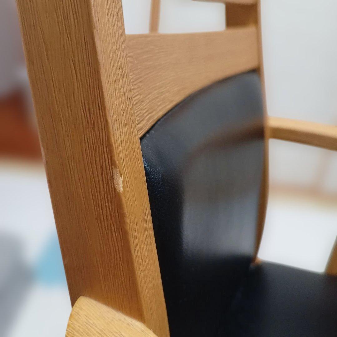 マナベインテリアハーツ 肘掛け付き回転イス チェアー 木製椅子 レザー