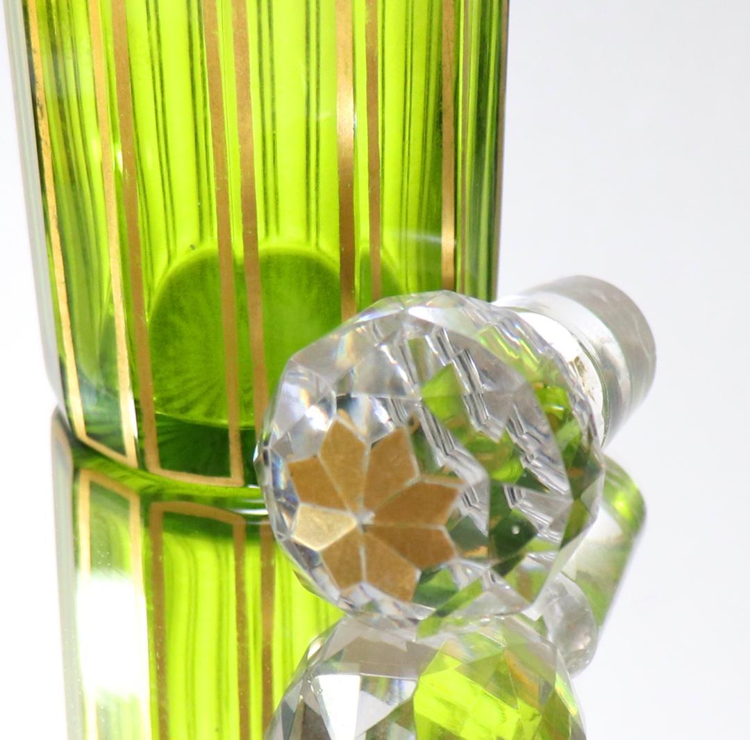 オールド・バカラ 稀少 ルイ16世様式 緑ガラス 金彩装飾多面体 香水瓶 ボトル