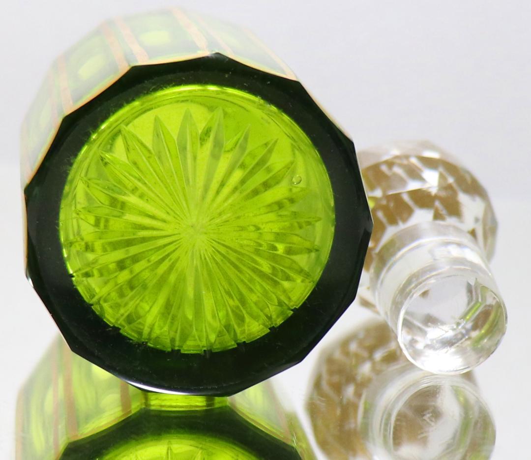 オールド・バカラ 稀少 ルイ16世様式 緑ガラス 金彩装飾多面体 香水瓶 ボトル