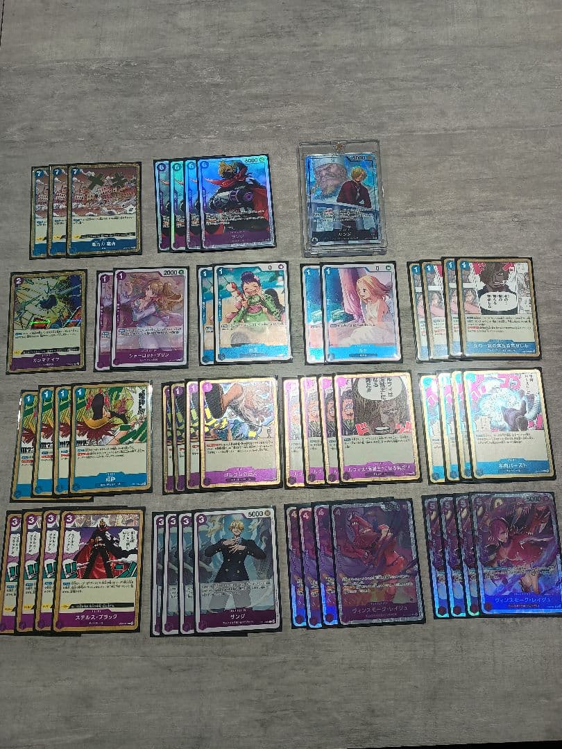 ワンピースカード 青紫サンジ デッキ 構築済 リーパラ、パーツ付き