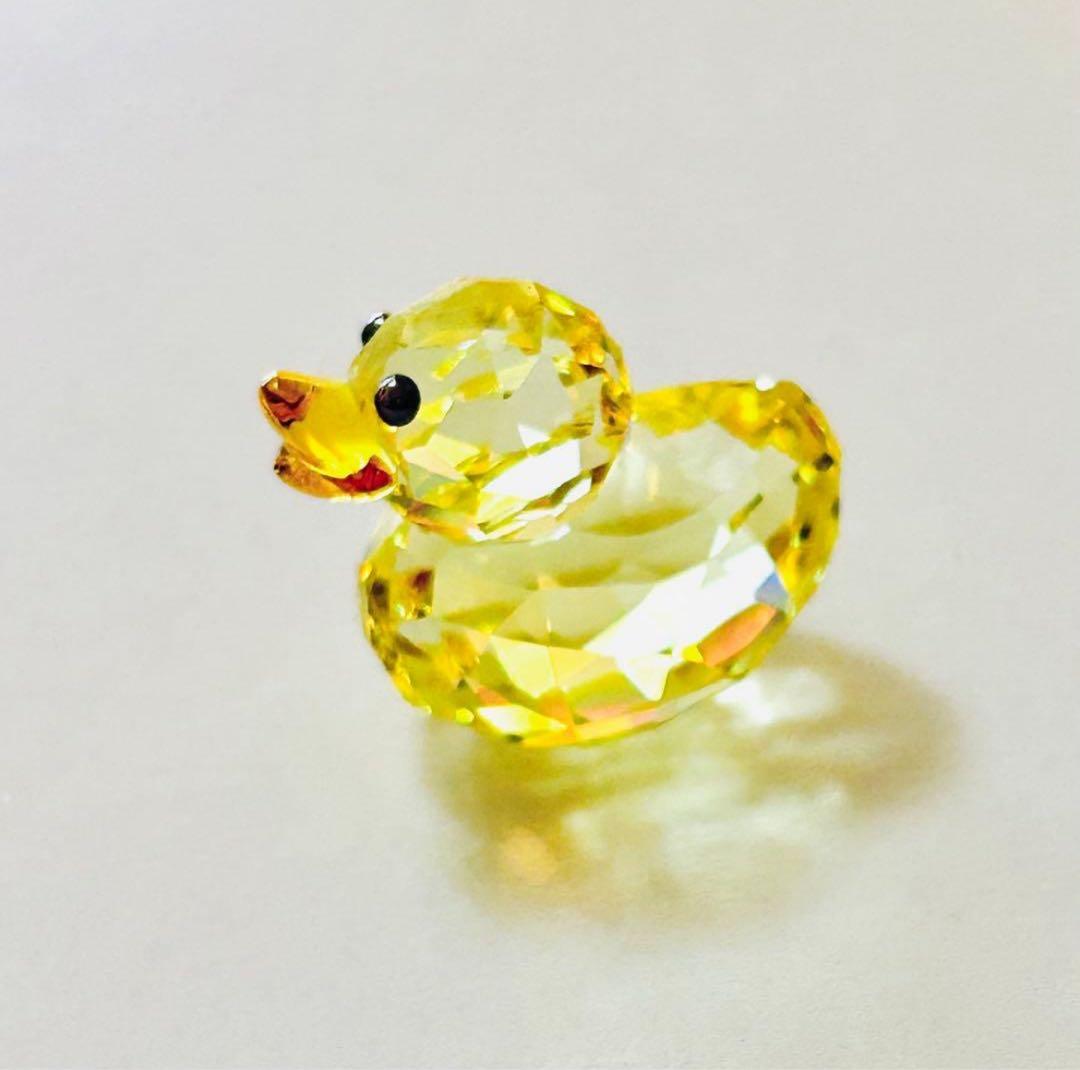 878【レアカラー黄色】金運UP⁈ハッピーダック／SWAROVSKIフィギュリン