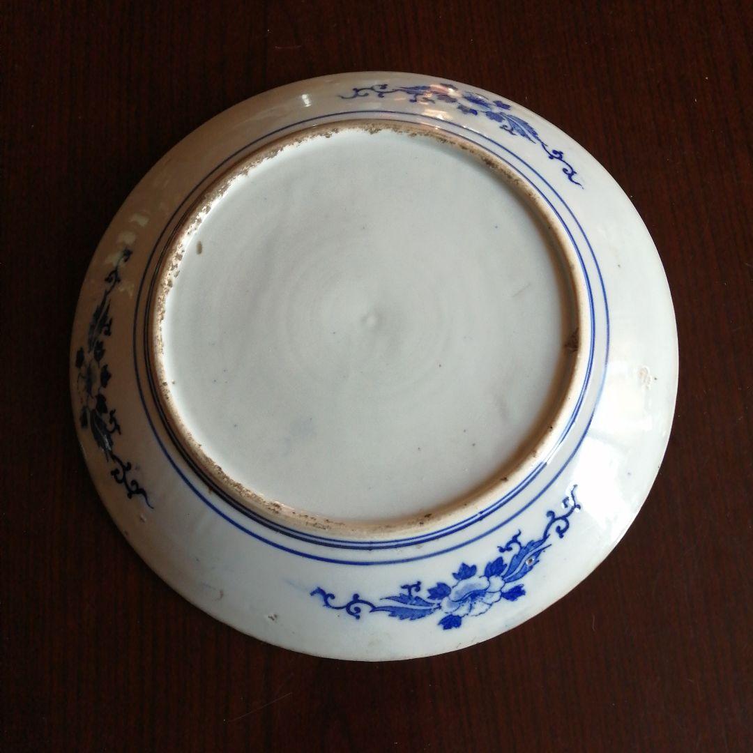 伊万里　染付ウィローパターン大皿　30.8cm　明治～大正期