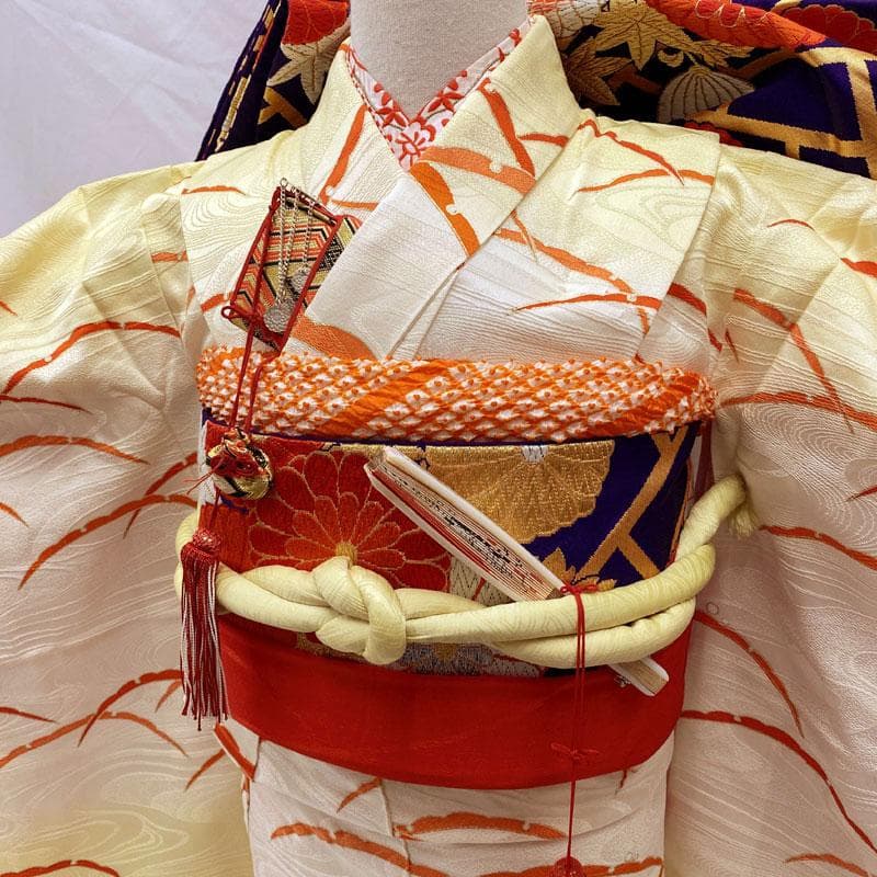 502ag42◎七五三 七歳 女児 セミアンティーク 金彩 着物&袋帯&長襦袢◎