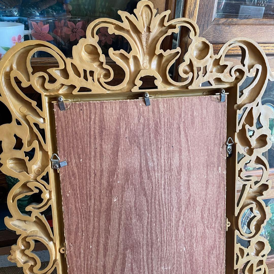BIG60s～70s 豪華アメリカアンティーク薔薇デザインゴールドカラー鏡ミラー
