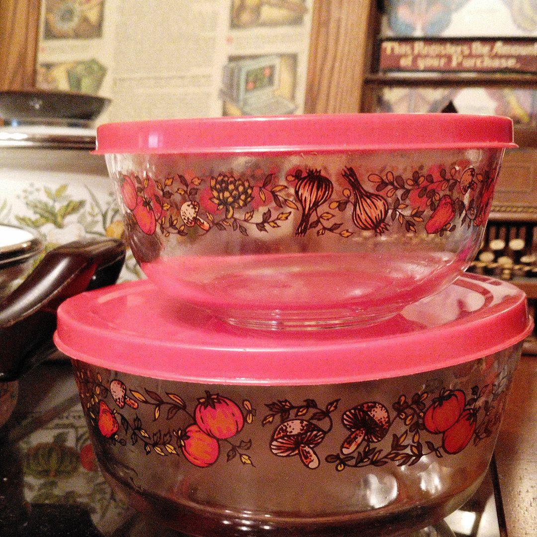 確認用♥️マルビシ♥️パイレックス♥️野菜柄♥️ホーロー鍋♥️レトロ鍋♥️硝子