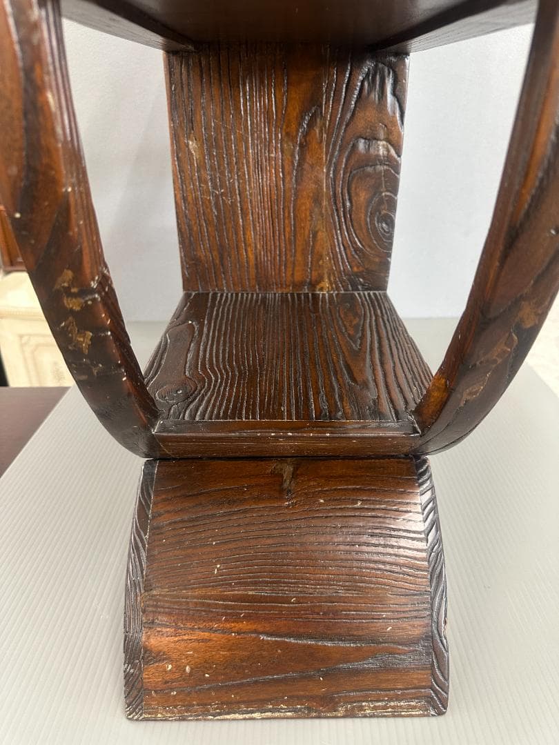 飾り棚　無垢材　円形　ヴィンテージ　アンティーク　ブラウン