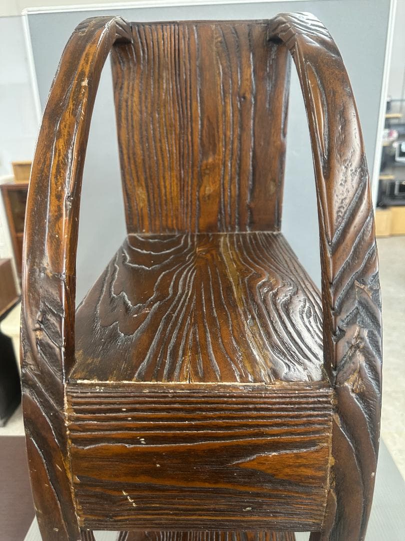 飾り棚　無垢材　円形　ヴィンテージ　アンティーク　ブラウン