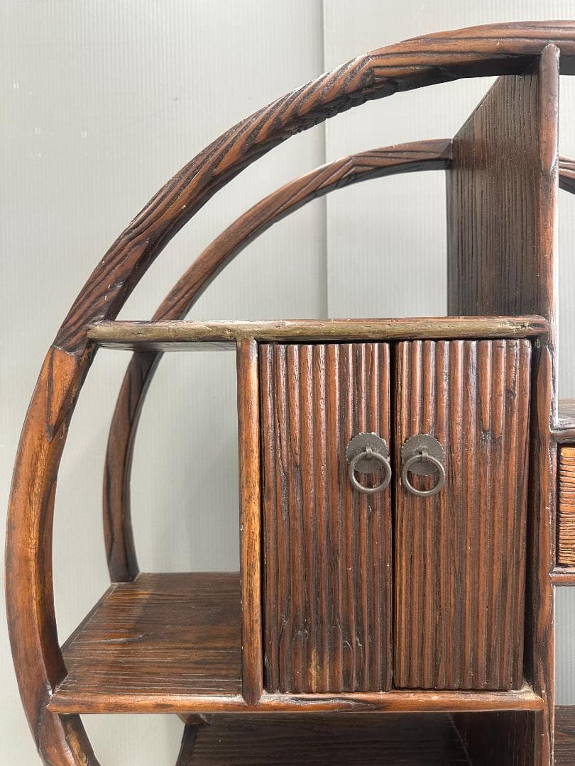 飾り棚　無垢材　円形　ヴィンテージ　アンティーク　ブラウン