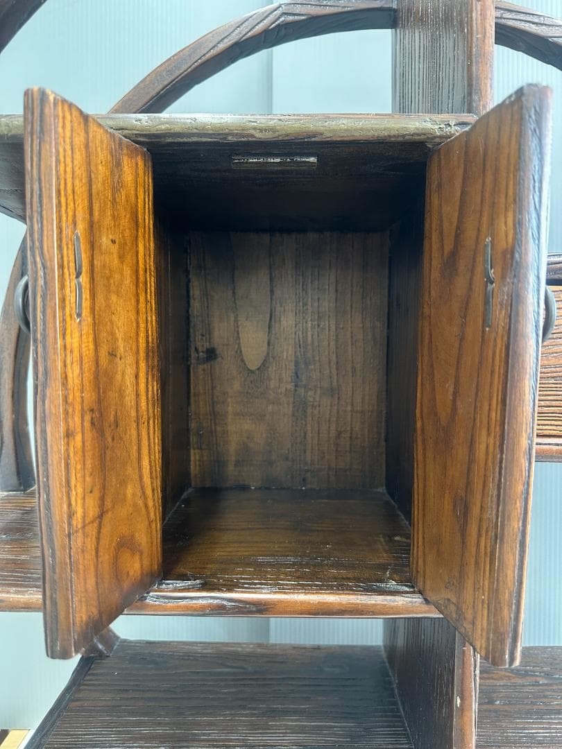 飾り棚　無垢材　円形　ヴィンテージ　アンティーク　ブラウン