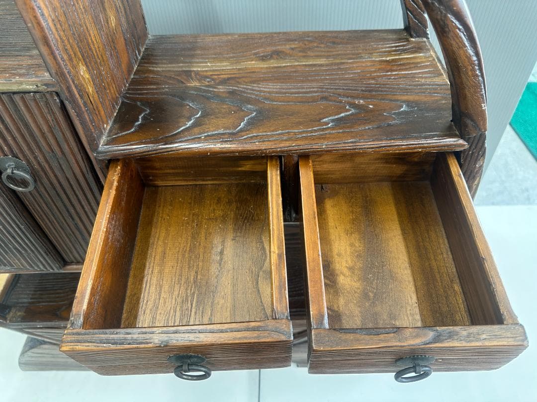 飾り棚　無垢材　円形　ヴィンテージ　アンティーク　ブラウン