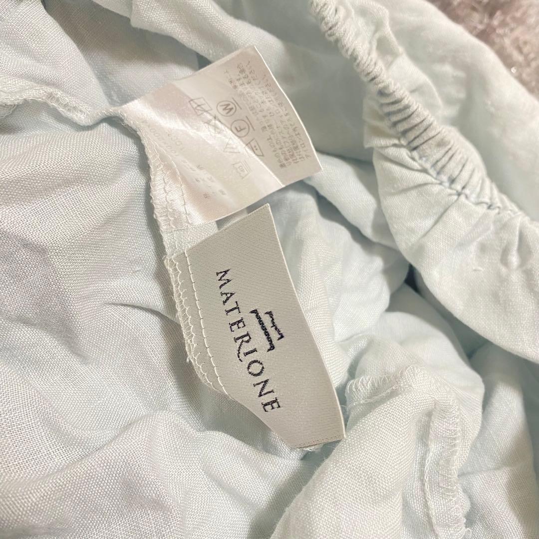 昭和西川　麻100% シングル　ボックスシーツ　水色　マテリオーネ