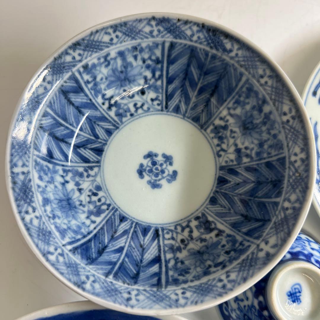 古伊万里 染付上手中皿5枚 東Y8-0106①タカチ J1568461739