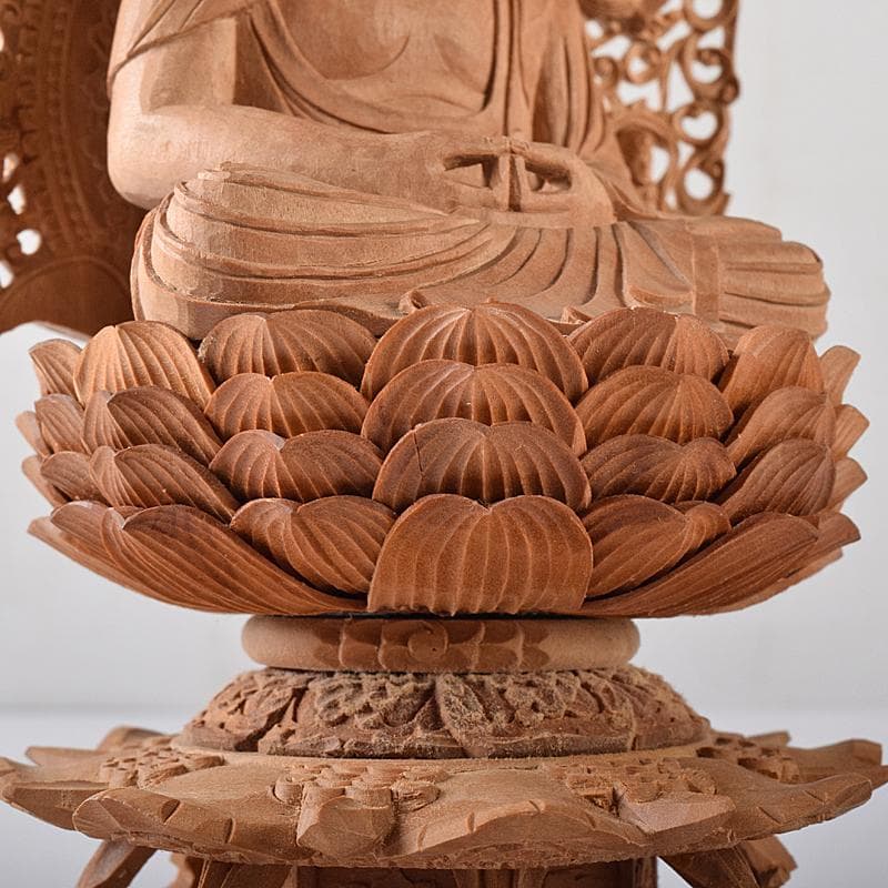 総白檀　天然ダイヤモンド白毫　阿弥陀如来像　美術目録・桐箱付　D　R8425B