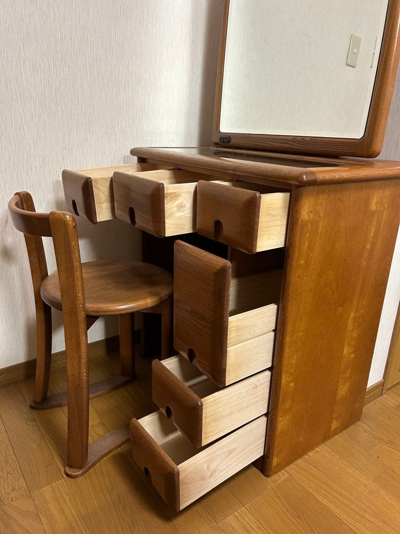 手渡し希望】木製ドレッサー・鏡台 アーチ型ミラー付き
