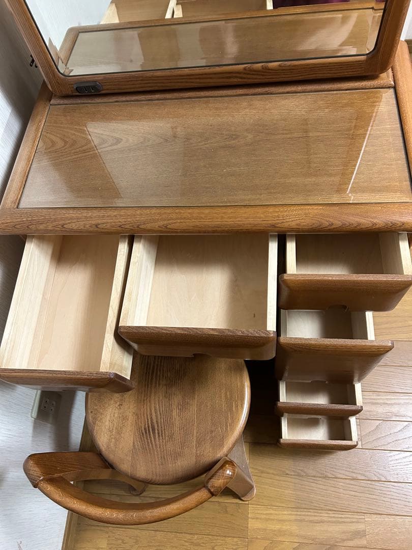 手渡し希望】木製ドレッサー・鏡台 アーチ型ミラー付き