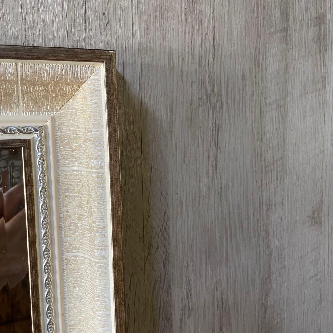 ②全身鏡 アンティークミラー 姿見 アンティーク調 スタンド付き ゴールド