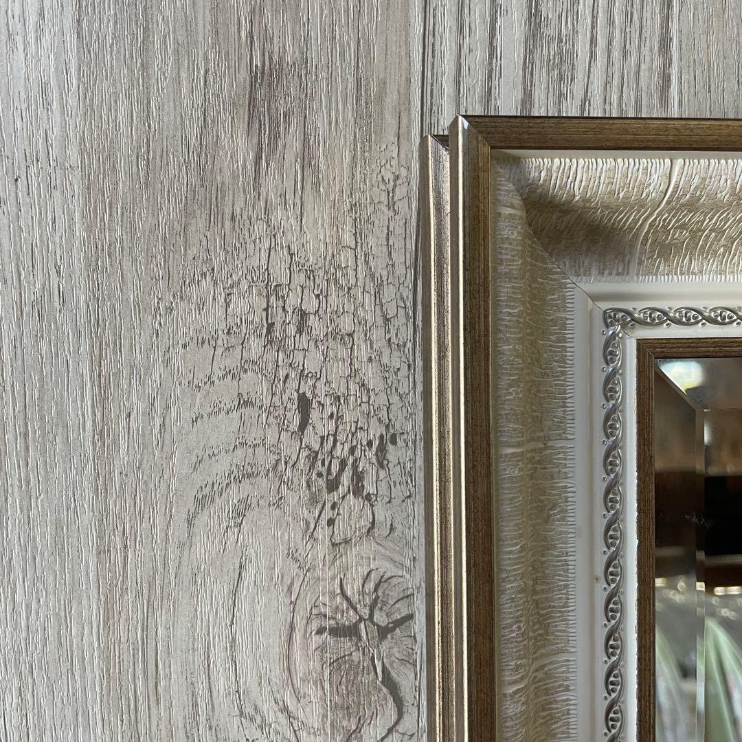 ②全身鏡 アンティークミラー 姿見 アンティーク調 スタンド付き ゴールド