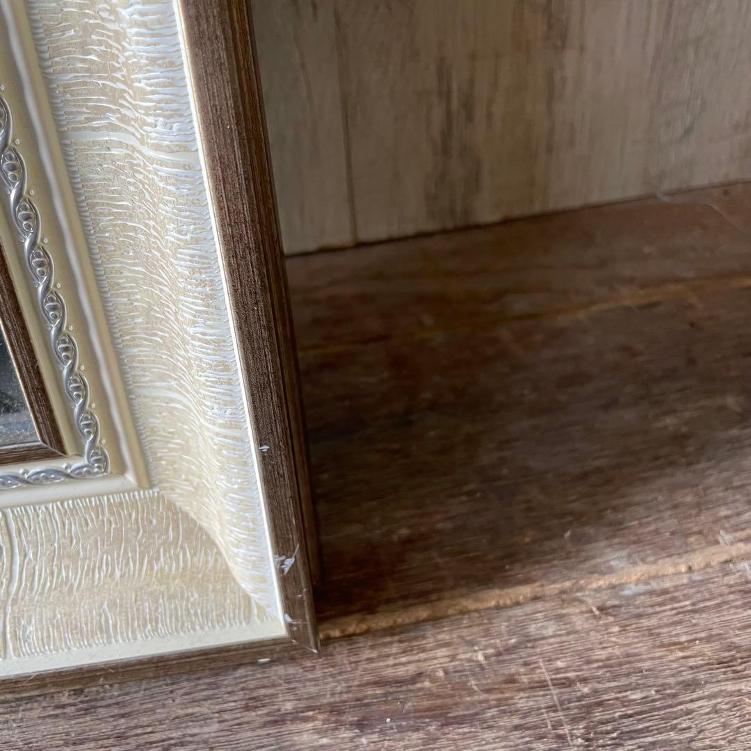 ②全身鏡 アンティークミラー 姿見 アンティーク調 スタンド付き ゴールド