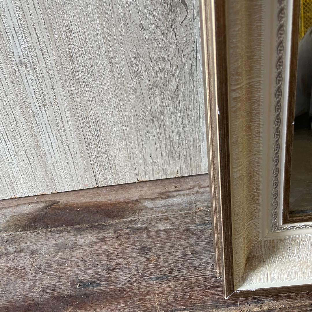 ②全身鏡 アンティークミラー 姿見 アンティーク調 スタンド付き ゴールド