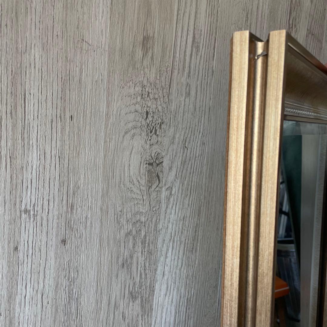 ②全身鏡 アンティークミラー 姿見 アンティーク調 スタンド付き ゴールド