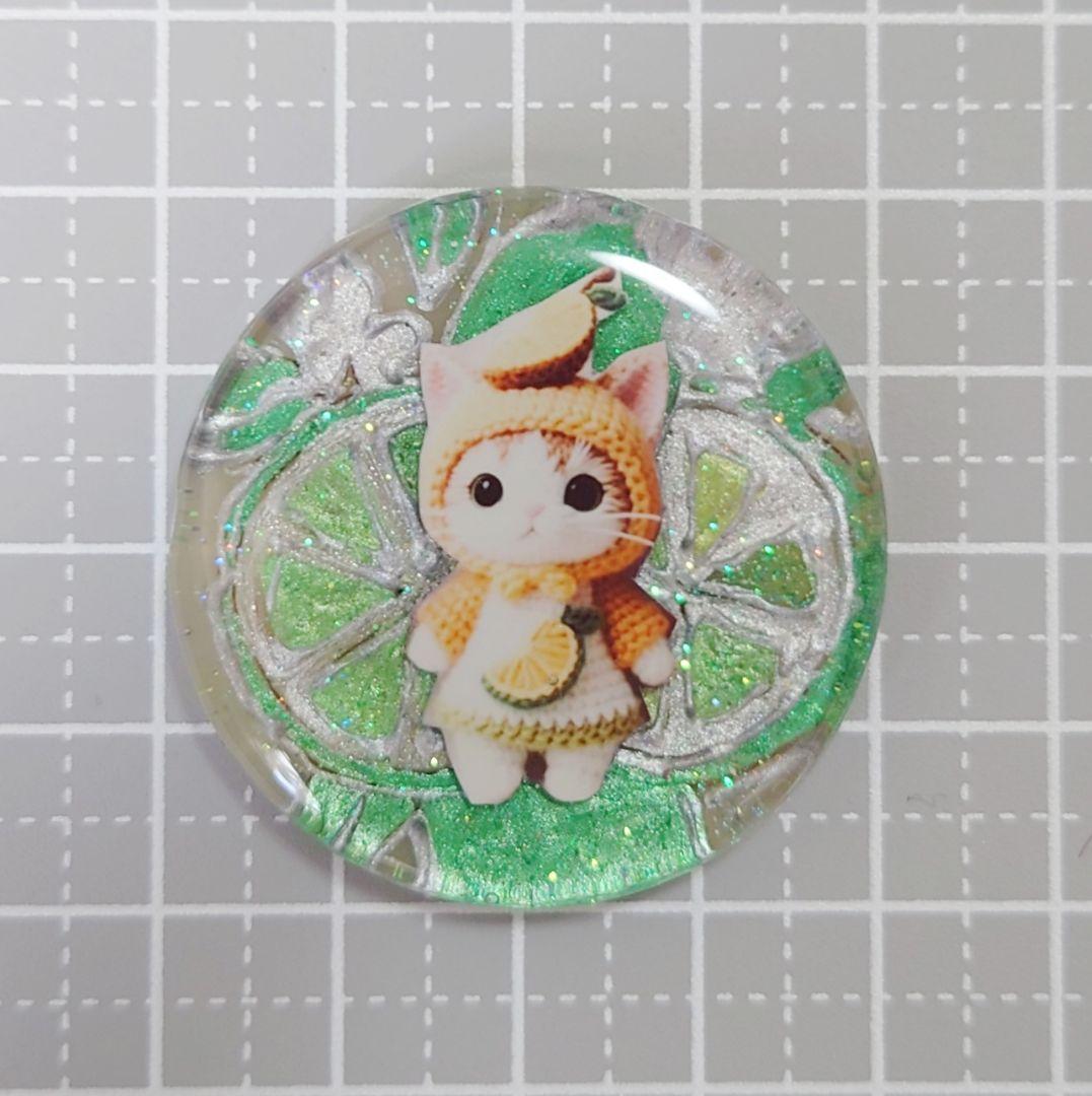 レジン　猫　 手書き　ヘアゴム　ブローチ　ポニーフック　No.236
