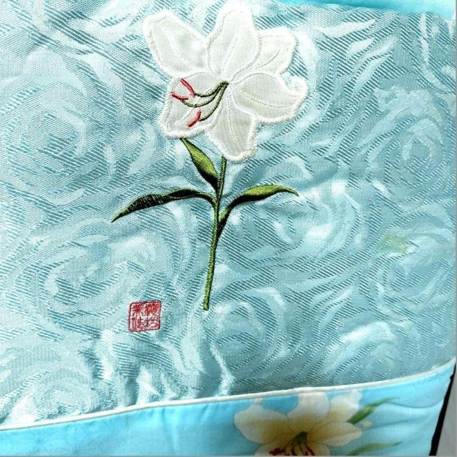 【新品 レトロ 花刺繍 2色2枚セット】池坊美佳 肌掛け布団 シングル 掛布団