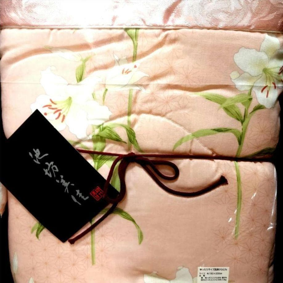 【新品 レトロ 花刺繍 2色2枚セット】池坊美佳 肌掛け布団 シングル 掛布団