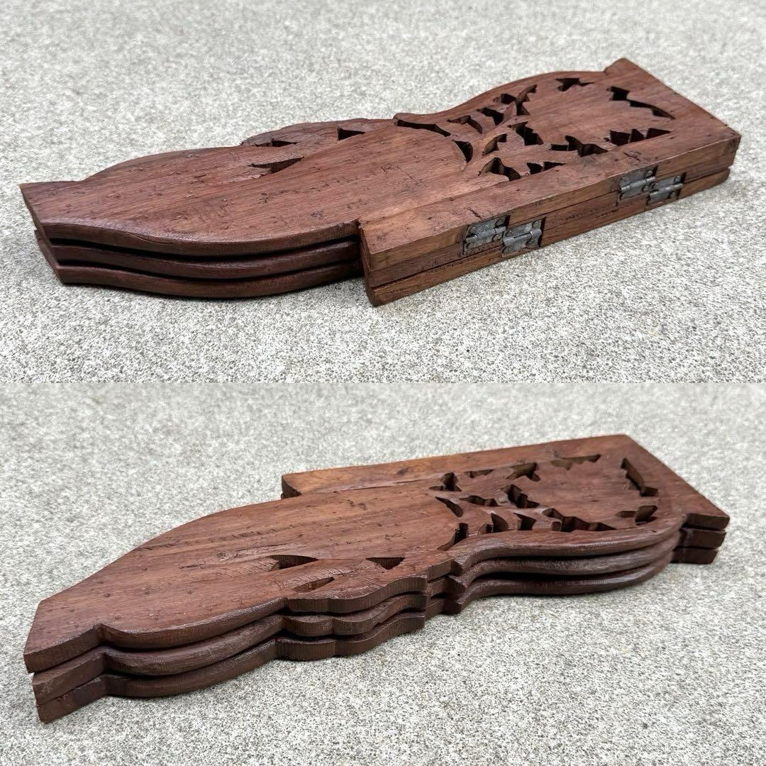 アンティーク 木製テーブル シーシャムウッド サイドテーブル ラウンド 彫刻